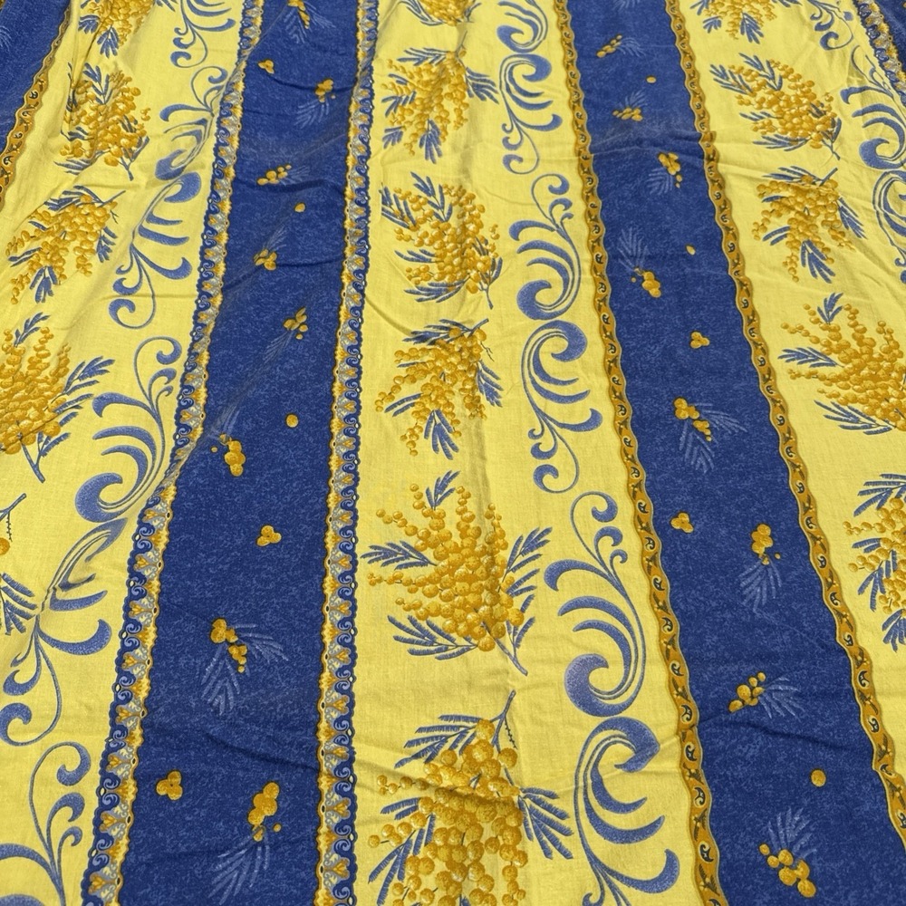 French Provencale Country Floral & Olives Tablecloth Blue Yellow Cotton 60 X 100